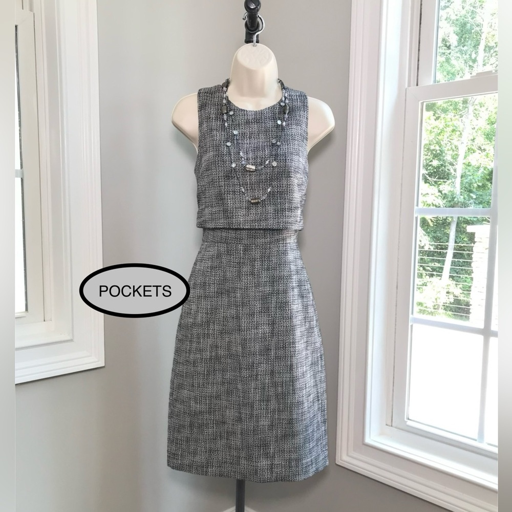 J Crew G1956 Black & Tweed Sheath Dress - 4